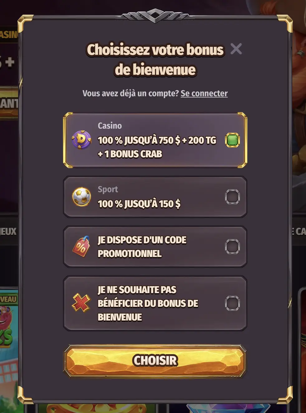 S'inscrire sur Dragonia Casino